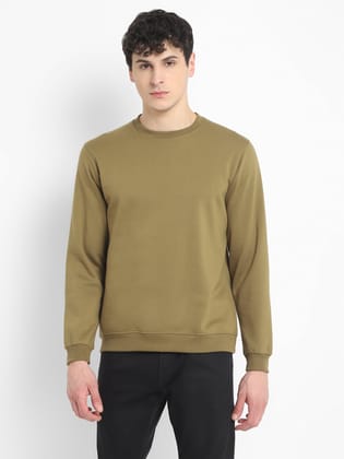Round Neck Sweatshirt For Men - Martini Olive-L / Martini Olive