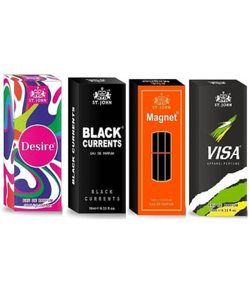 ST.JOHN Cobra Black Curret,Magnet,Desire & Visa Pocket Perfume for Men 10 ml ( - Pack of 4 )