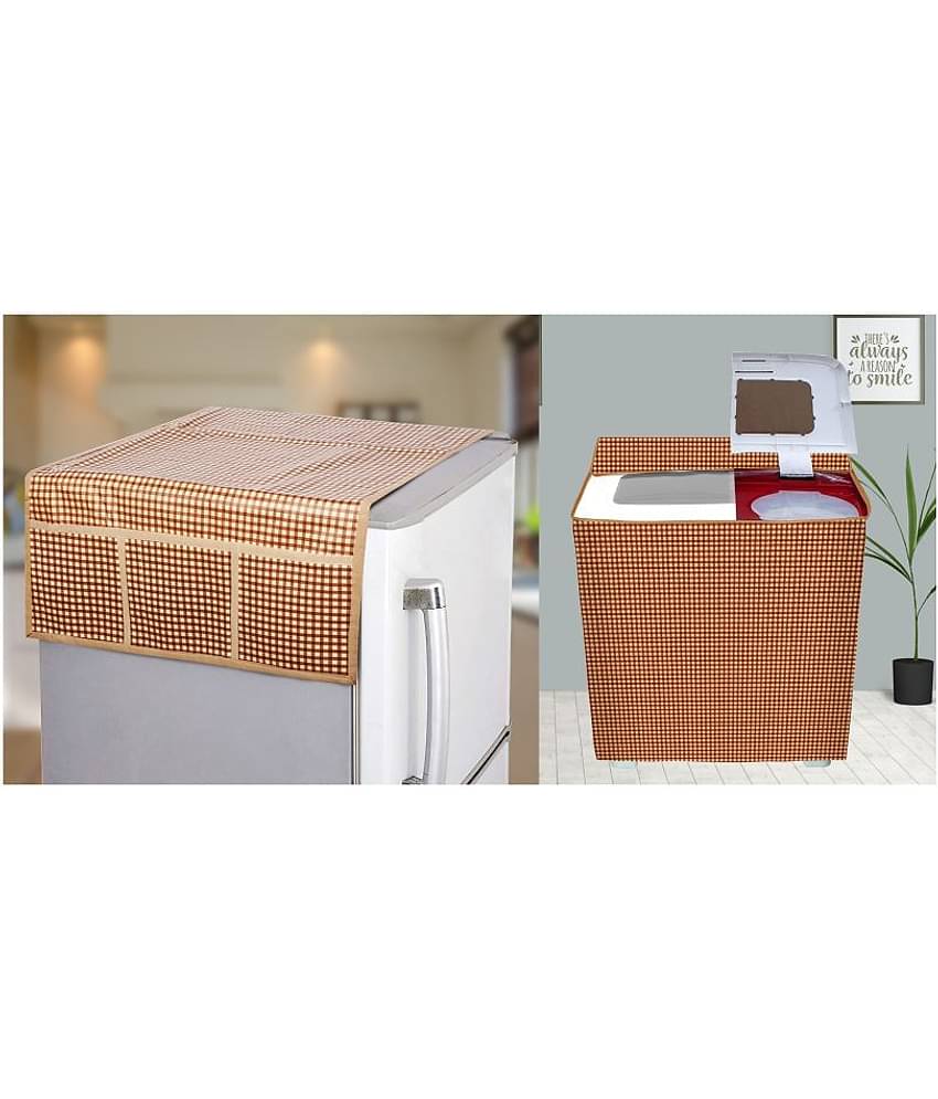 E-Retailer Set of 2 PVC Brown Washing Machine Cover for Universal Semi-Automatic