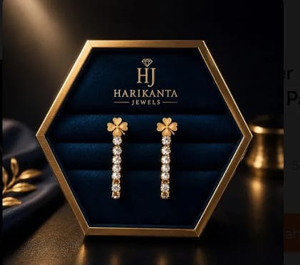 Elegant Clover Design Drop Earrings with Crystal Shine Party Wear for Women & Girls
