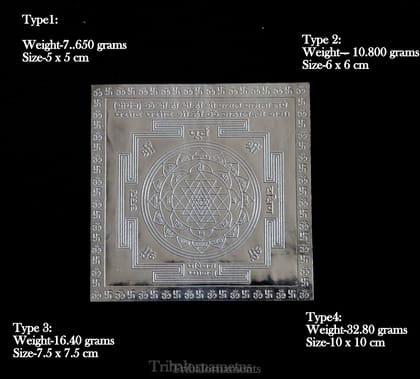 925 sterling silver handmade Shree Yantra, Shri laxmi yantra for wealth and prosperity, best puja article gifting su565-type-2: 6 cm X 6 cm