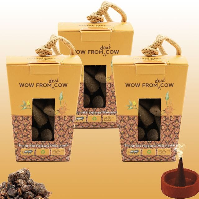 Nandi Panchgavya 100 Percent Cow Dung Guggal Dhoop Cones (150 Pcs)