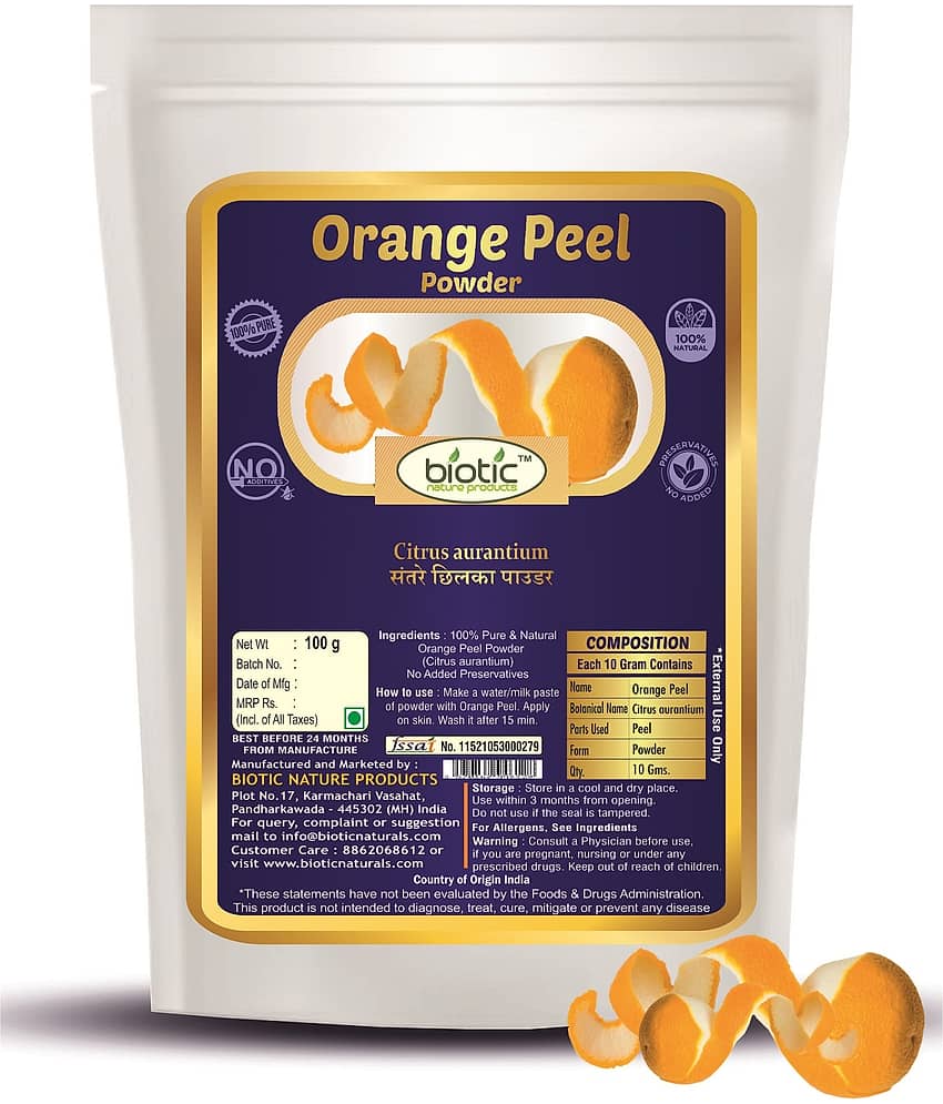 Biotic Natural Orange Peel Powder (Citrus Aurantium Dulcis) for Face Skin 100 gm