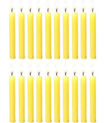 PROSPERRO LUMO - Yellow Unscented Pillar Candle 10 cm ( Pack of 20 )