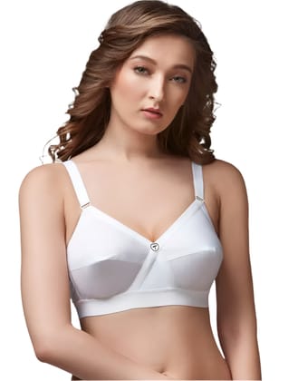 Trylo Women 100% Cotton Non Padded Bra-1 | Krutika Plain | White-White / 30D