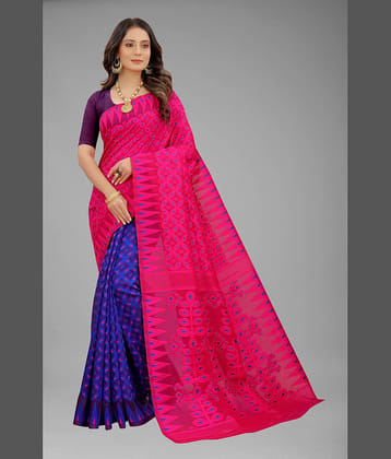 NENCY FASHION Jacquard Self Design Saree Without Blouse Piece ( Gold )