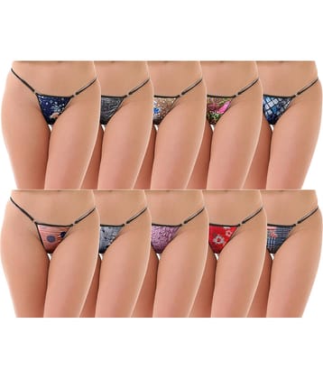 D Naked Pack of 10 Nylon Women's G-Strings ( Multi Color )
