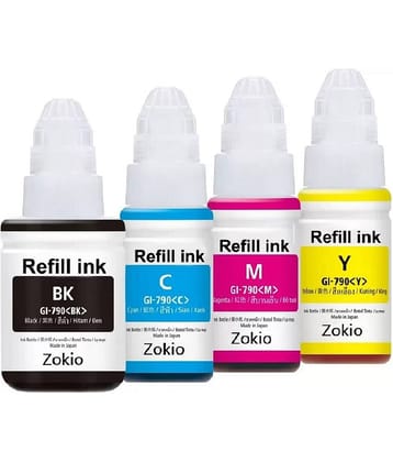 zokio For Gi-790 G2010 Multicolor Pack of 4 Cartridge for 790 INK G1000 , G1010 , G1100 , G2000 , G2002 , G2010 , G2012 , G2100 , G3000 , G3010