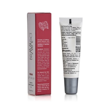 BRAVADO Lip Balm - Paan | Long-Lasting Moisturizing, For Dry, Cracked, Pigmented, Tinted & Chapped Lips | 24-Hour Hydration & Peptide Infused | for Men, Women | Brightening Dark Lip Balm | 9gm
