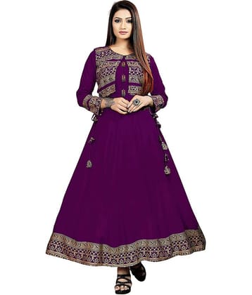 Estela - Purple Rayon Women's Jacket Style Kurti ( Pack of 1 )