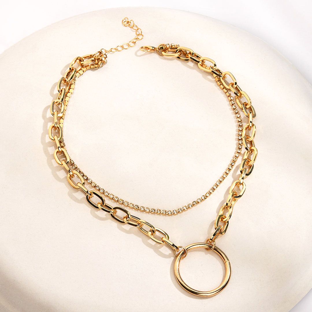 Cuban Chain Layered Necklace - AHACN-1132