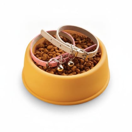 Pet Feeding Bowl with Collars - 1 kg - One pet bowl and two collars