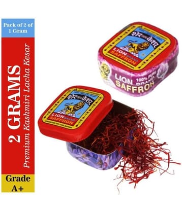 Lion Brand Premium Kashmiri Lacha Kesar/Saffron Keshar for Pregnant Woman, Biryani, Sweets, Milk, Tea and Tilak 37 gm Pack of 2