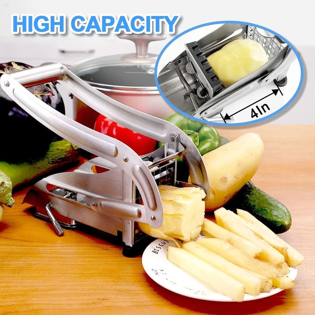 Stainless Steel Home French Fries Potato Chips Strip Cutting Cutter Machine Maker Slicer Chopper Dicer + 2 Blades