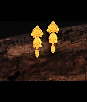 LUV FASHION Golden Jhumki Earrings ( Pack of 1 )