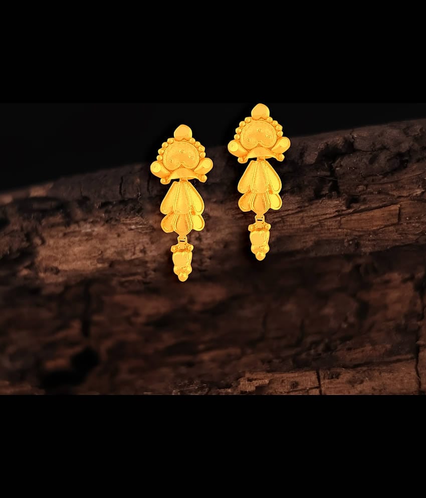 LUV FASHION Golden Jhumki Earrings ( Pack of 1 )