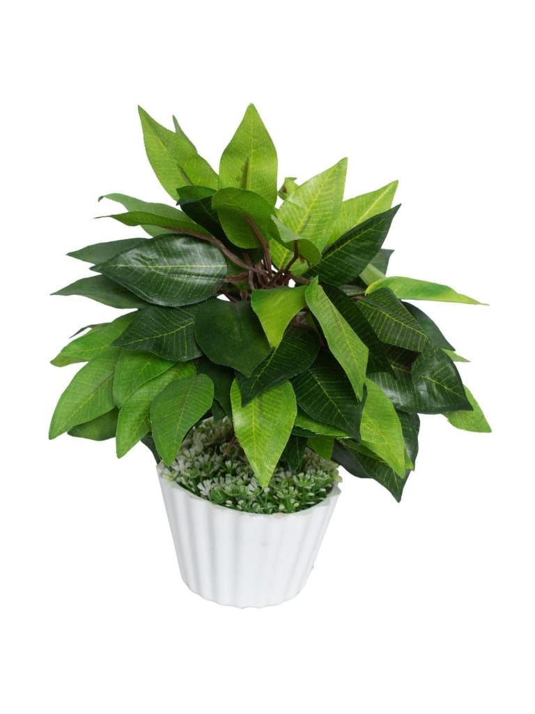 Ciliated Leaves Artificial Flower Vase For Home Décor