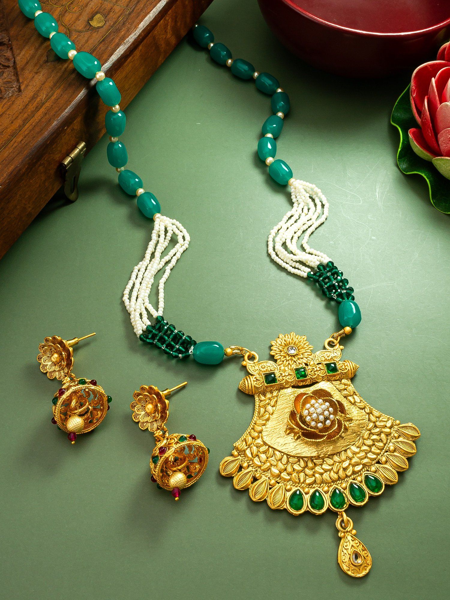 Morison Timeless Gold Necklace and Earrings  Perfect for Every Woman