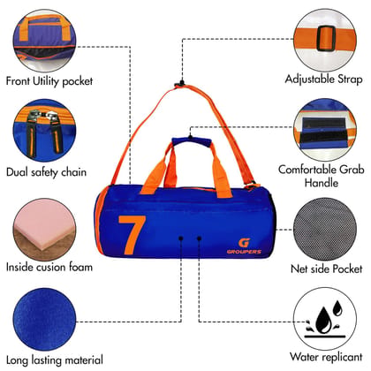 GROUPERS Stylish Bag for Gym & Travel | Multipurpose Sports Bag with Adjustable Shoulder Strap