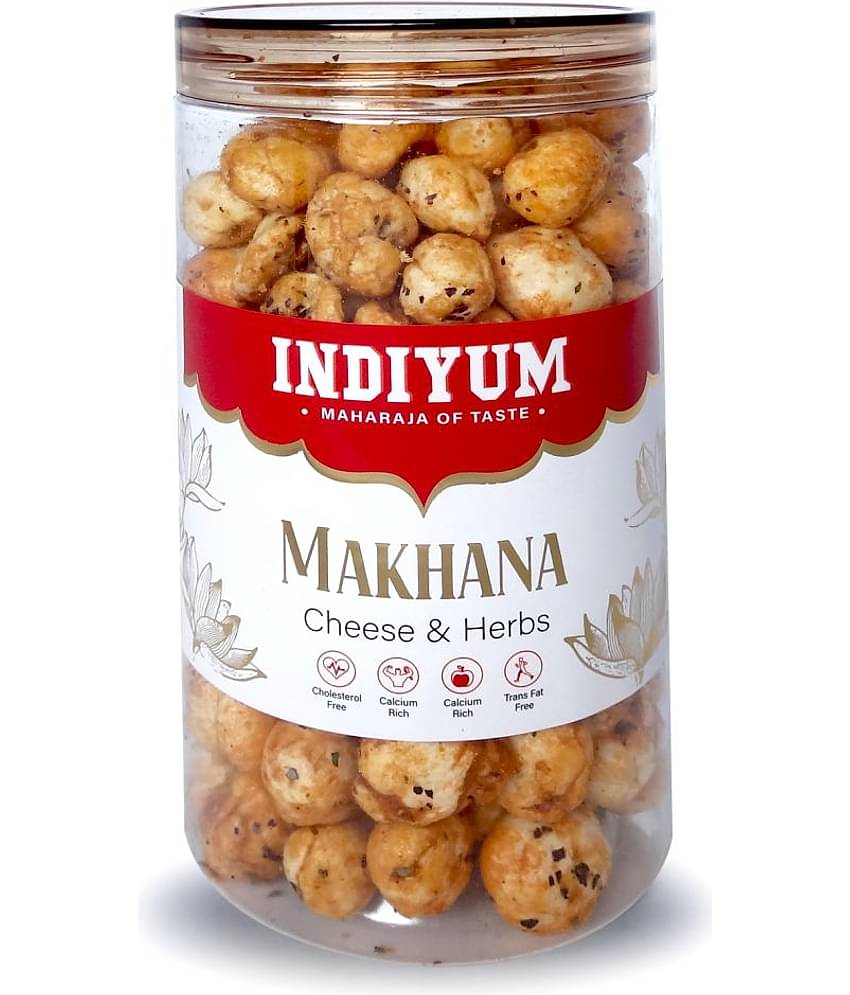Indiyum Roasted Makhana Foxnut Chesse & Herbs 90g Flavoured Makhana Snacks Jar