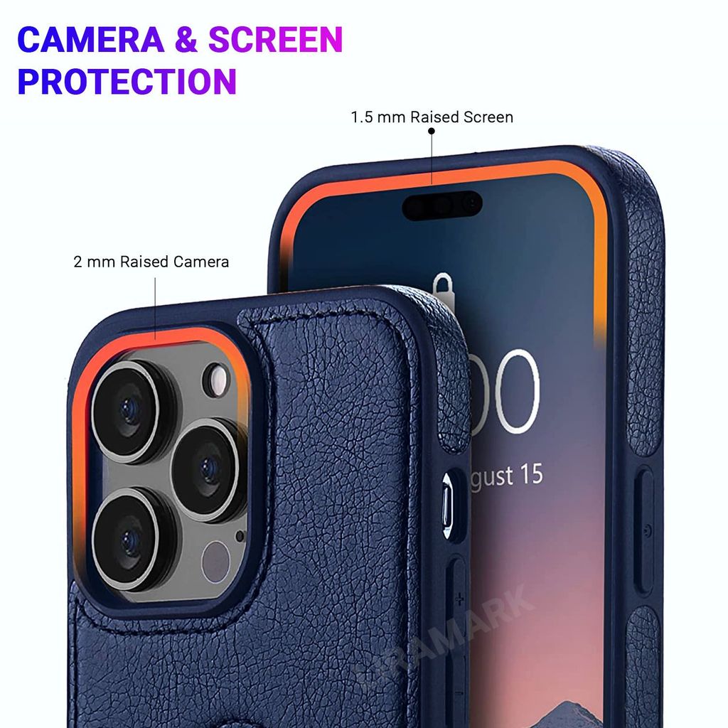 LIRAMARK PU Leather Flexible Back Cover Case Designed for iPhone 14 Pro (6.1 inch)