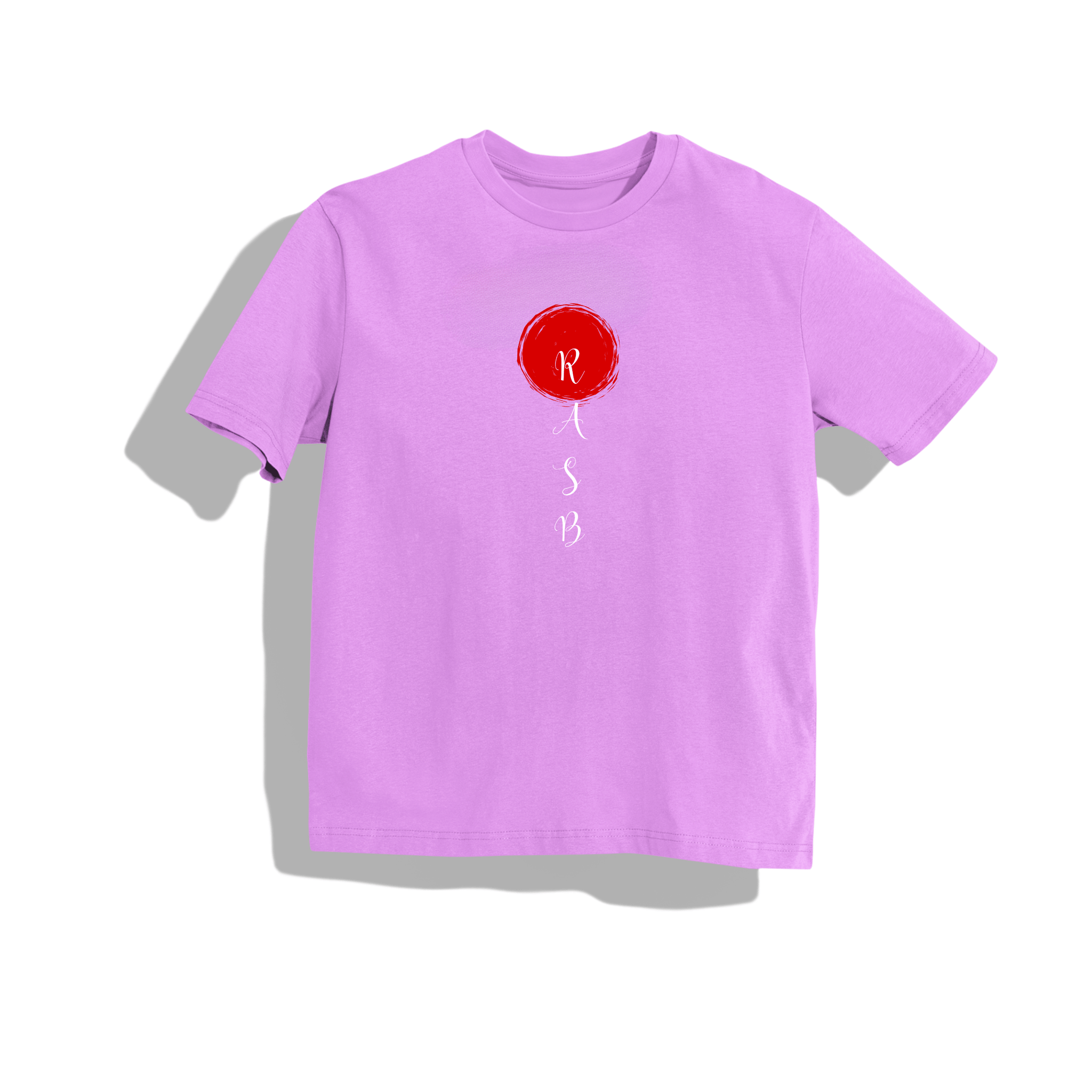 RASb Toshi- Round Neck Drop Shoulder Graphic Printed Oversized Cotton T-shirt-S / lavender