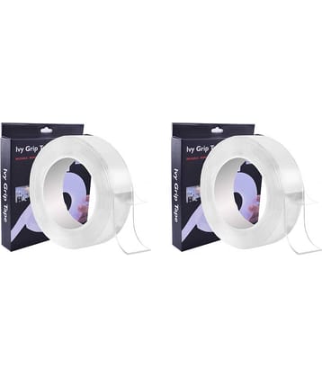 eMagicBiz Double Sided Transparent Gel Ivy Grip Tape Reusable Traceless Powerful Carpet Tape - 3 Meter 2 Rolls