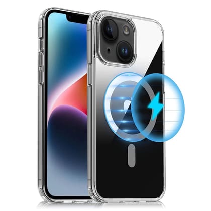 LIRAMARK Magnetic Protective Clear Back Cover Case Compatible with Magsafe for iPhone 15 (6.1 inch) (‎Transparent)
