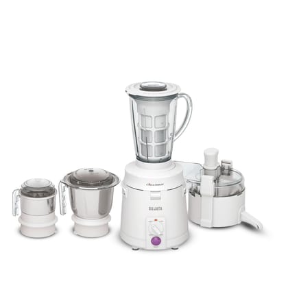 Sujata Multimix Juicer Mixer Grinder|900 Watts Double Ball Bearing Motor|22000 RPM|Non-Stop 90 Mins Running|3 Jars including 1750ml Blender with Coconut Milk Extractor,1000ml, 500ml Jar| (White) Sujata Multimix Juicer Mixer Grinder|900 Watts Double Ball 
