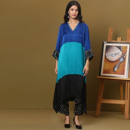 Color block kurta set with sleeves detailing-XS