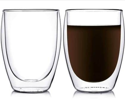 Double Walled Glass Coffee Cups, Heat Resistant, Dishwasher Safe, Macchiato Latte Glass Cups, Christmas Valentines Fathers Mothers Day Birthday Gift(350ml)