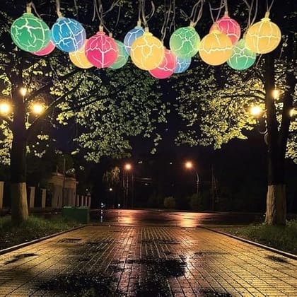 SPARKWORLD 15 LED Round Ball String Fairy Light 4 Meters | Crackled Pastel Design | Decorative Light for Diwali, Parties & Home Decor | Pack of 1 | Colour: Warm White