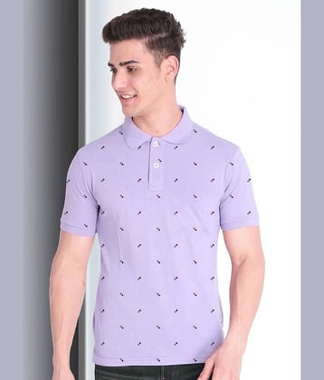 Merriment Pack of 1 Cotton Blend Regular Fit Printed Half Sleeves Men's Polo T Shirt ( Purple )