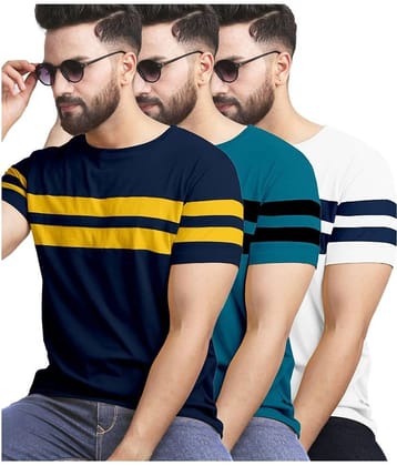 AUSK Pack of 3 Cotton Blend Regular Fit Men's T-Shirt ( White )