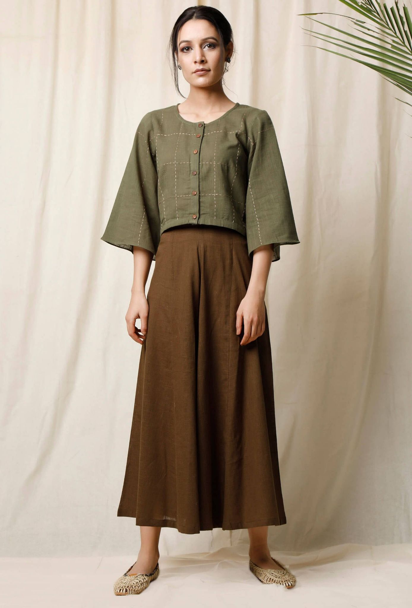 Light Green Cotton Slub Blouse-L