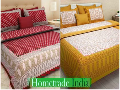 2201-Hometrade India- Standard Double Size (90*100 in )-Combo Double Bedsheet