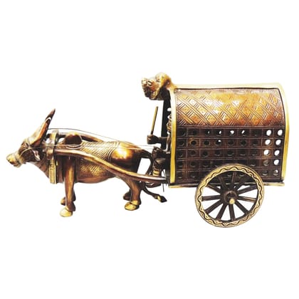Brass Showpiece Bull Cart Statue, Height : 7 Inch (BSMAS766 A)