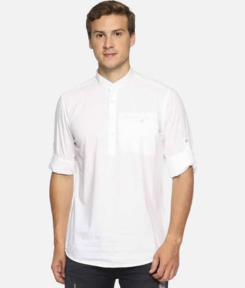 Springberry - Shirt Style 100 percent Cotton White Men's Kurta ( Pack of 1 )