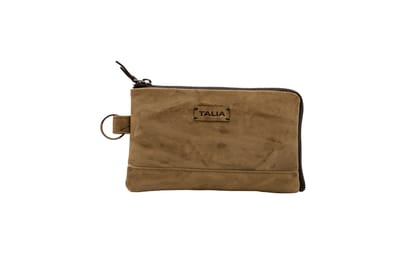 TALIA  Leather top Zippered Utility Pouch