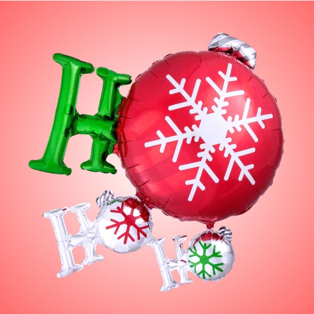 Christmas HO HO HO Metallic Foil Balloon - Air Filled or Helium Quality - 35 inches - 1PC - Party and Festive Needs | Buy online on ZillyBuy