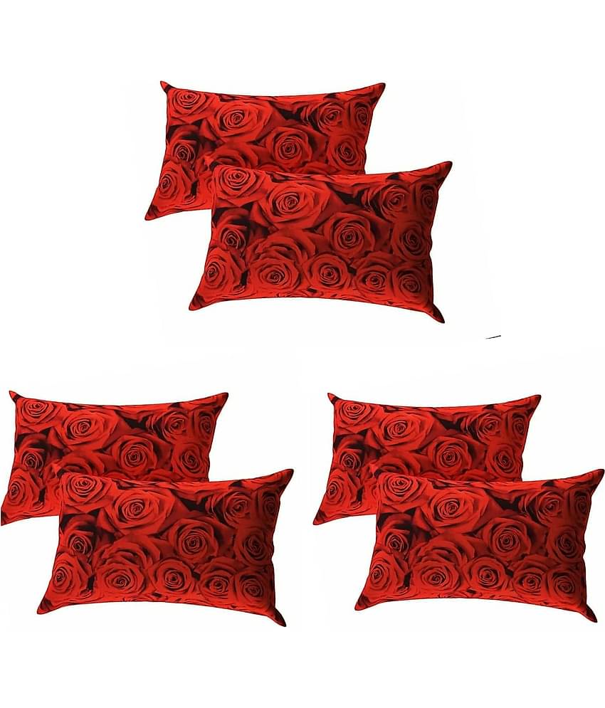 Divvay Homes Set of 6 Synthetic Textured Rectangular Cushion Cover (40X65)cm - Red