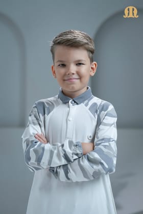 Ordu White camo Thobe for Kids-5