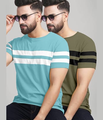 AUSK Pack of 2 Cotton Blend Regular Fit Men's T-Shirt ( Olive )
