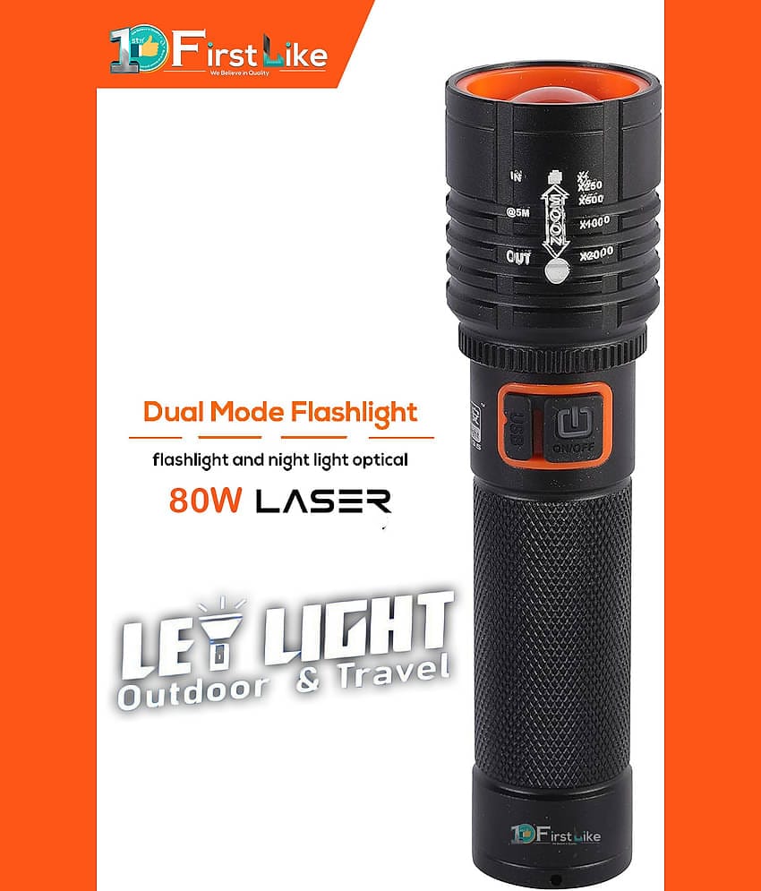 FIRSTLIKE - 3W Rechargeable Flashlight Torch ( Pack of 1 )