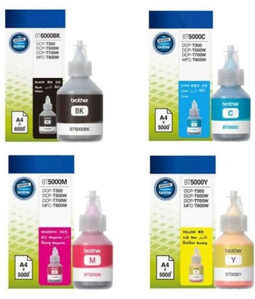 KALAR Ink For BROTHER DCP T-220 Multicolor Pack of 4 Cartridge for BT5000 & BT6000BK use printer DCP-T300, DCP-T500, DCP-T700W, MFC-T800W