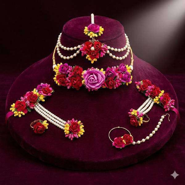 Premium Artificial Flower Jewellery Set Lightweight