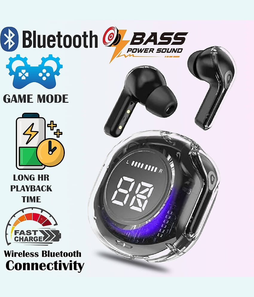 Wireless Transparent Earbuds with Active Noise Cancellation & Smart Display (Black)