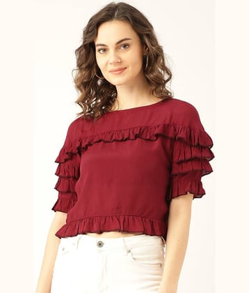 MARC LOIRE Women's Cotton Blend Regular Top ( Maroon )