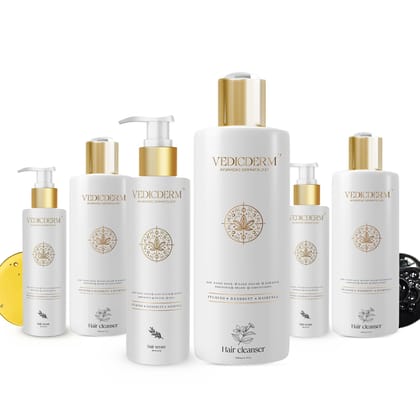 VEDICDERM Sensitive Scalp Bundle | Hair Serum & Cleanser 300ml | Soothes Itchy, Dry & Flaky Scalp | Reduces Irritation, Strengthens Hair & Restores Scalp Health | Sulfate & Paraben-Free (Pack of 3)