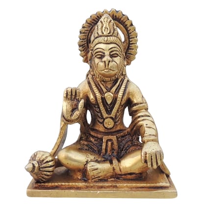 Brass Hanuman Ji God Idol Murti - Worship & Decor, Height : 4.2 Inch (BSMAS1527 C)